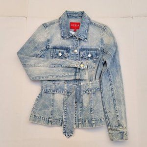 GUESS Belted Slim Denim Jacket sz S